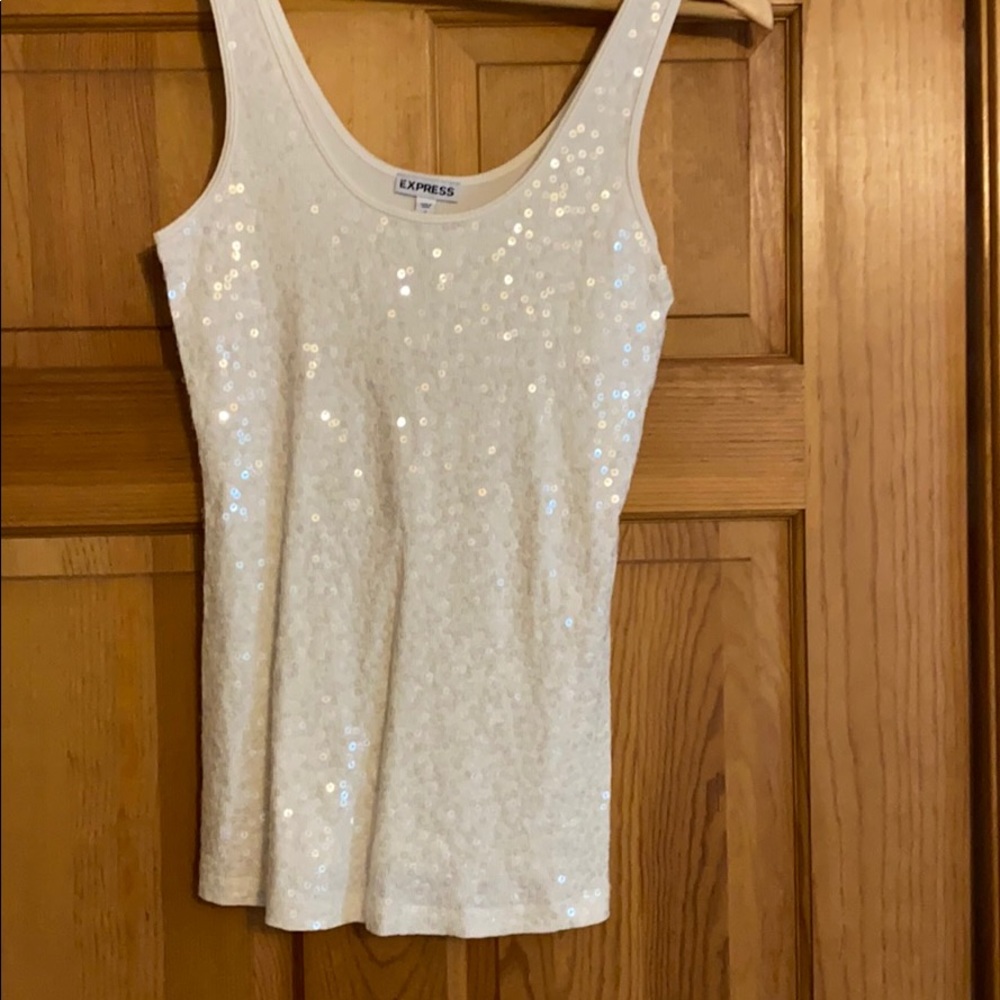 Sequined cream tank